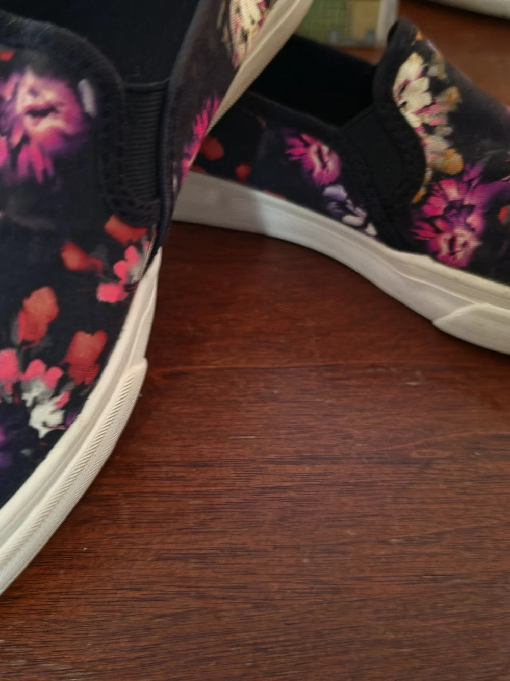 Keds Women's Slip-On Floral Canvas Sneakers - Black/Purple 